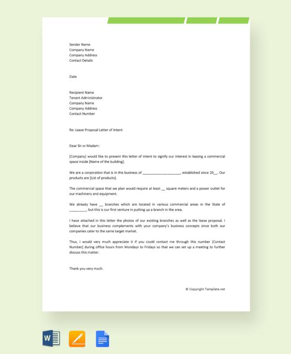 application letter for renting shop
