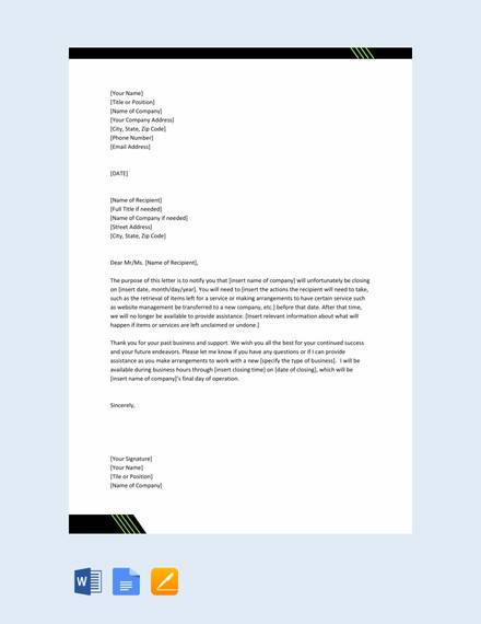 11 Sample Closing Business Letters Pdf Doc