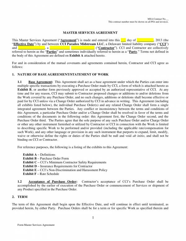 limited liability company master services agreement template 01
