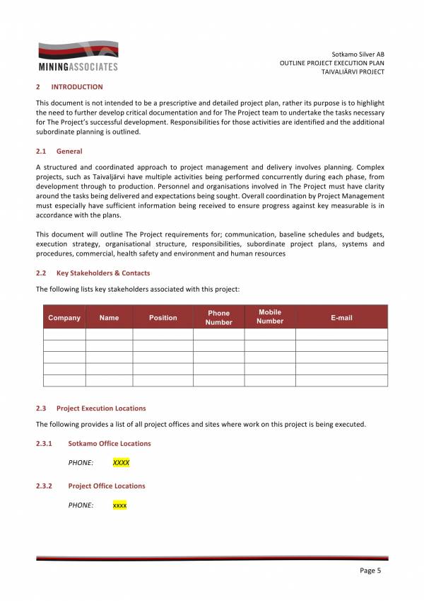 Joint Execution Plan Template