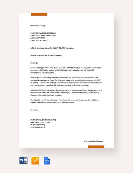 FREE 4+ Sample Motivation Letter Templates in PDF | MS ...