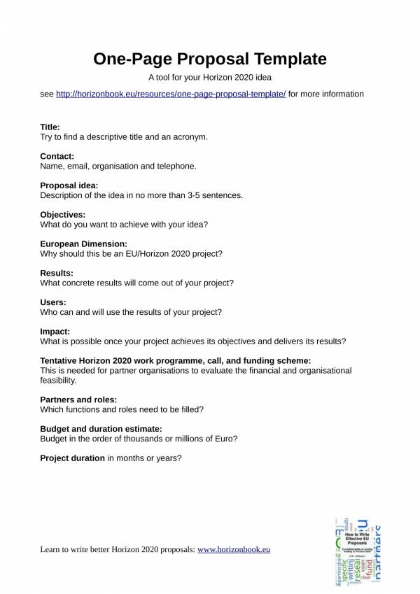 one page proposal outline template 1