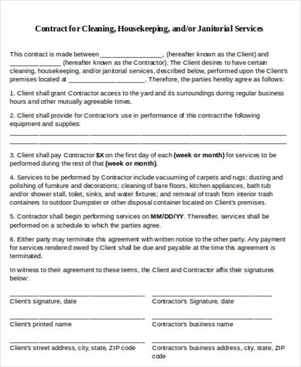 free-printable-cleaning-contract-template-word