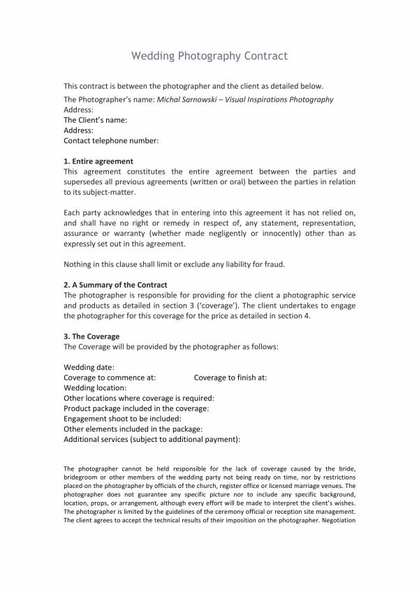 photography contract template free download