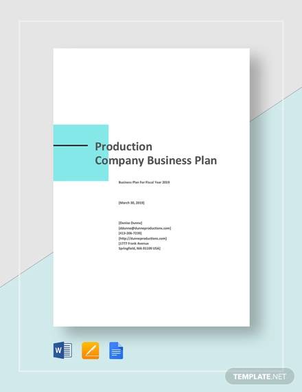 production section in business plan example