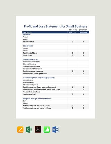 FREE 23  Sample Profit and Loss Templates in Google Docs Excel