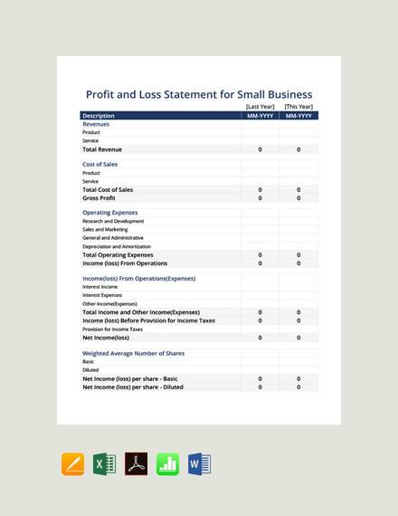 FREE 23 Sample Profit And Loss Templates In Google Docs Excel 