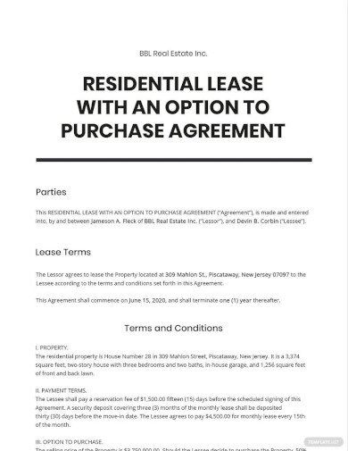 residential lease with an option to purchase agreement