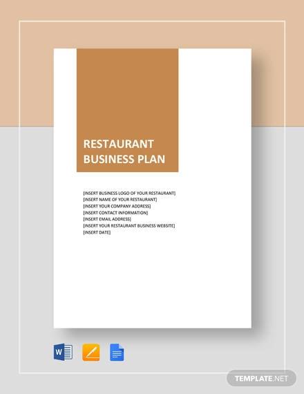 restaurant business plan template