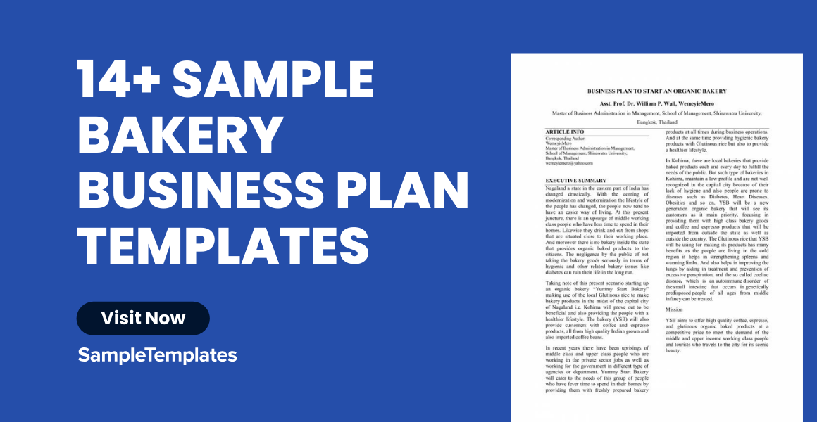 sample bakery business plan template
