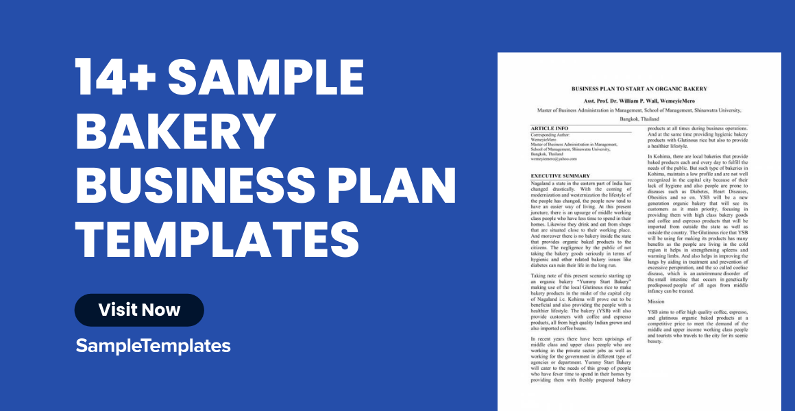 Sample Bakery Business Plan Template