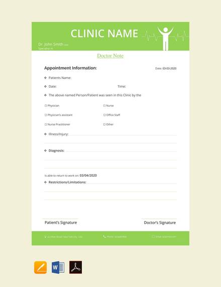 sample doctor note template