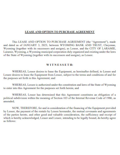 sample lease and option to purchase agreement