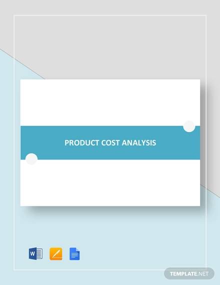 sample product cost analysis