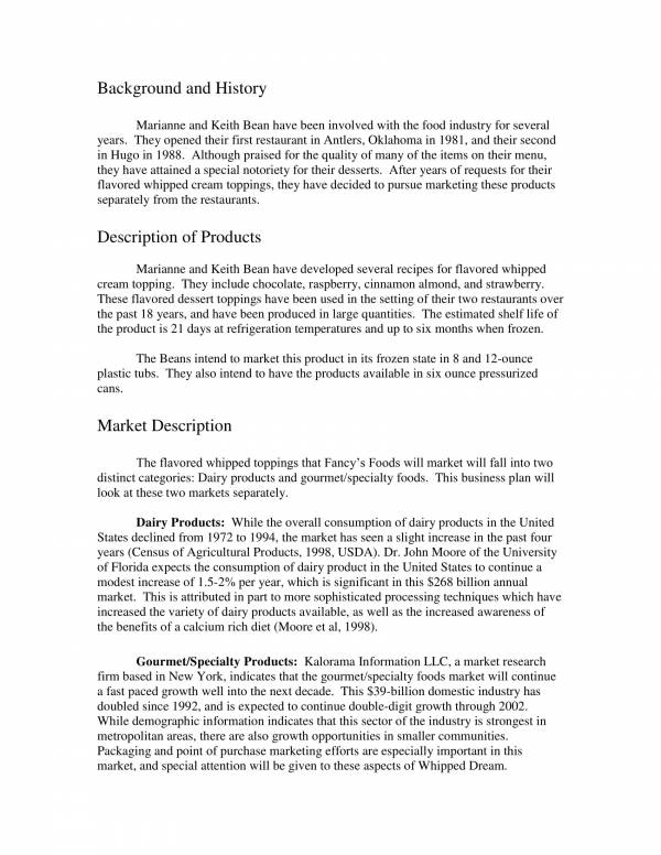 healthy food business plan pdf