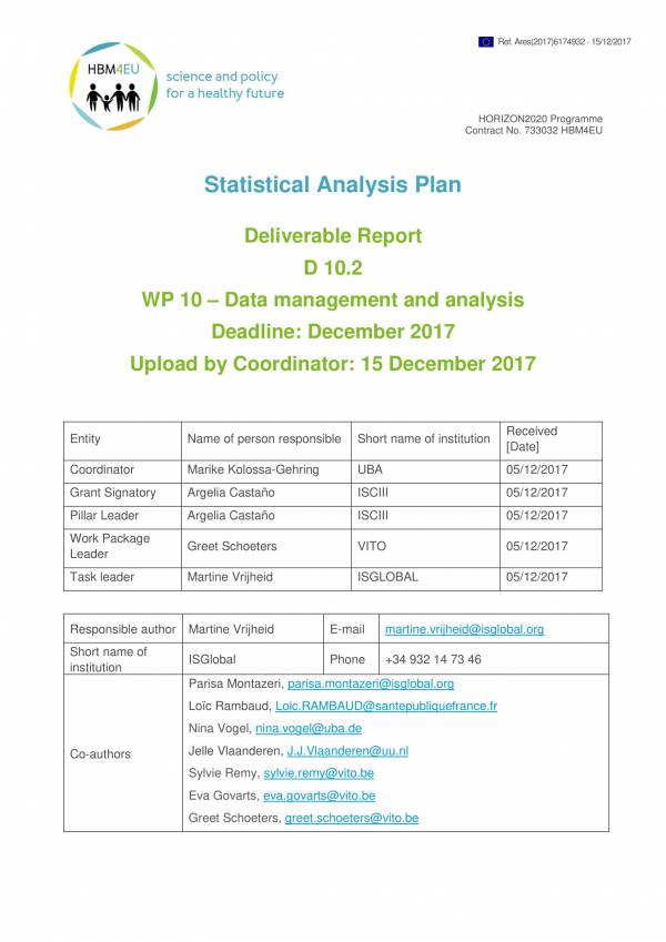 statistical plan in research proposal