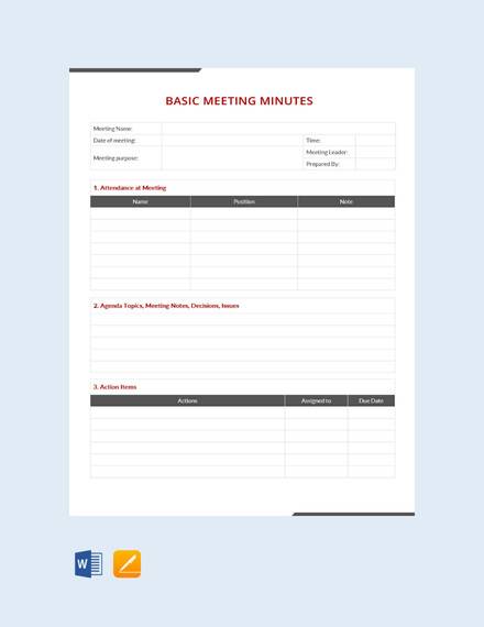 simple basic meeting minutes template