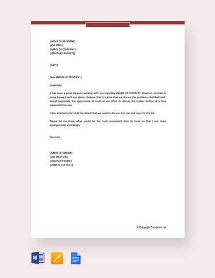 simple business meeting invitation letter