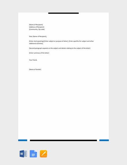 Free 13 Friendly Letter Templates Samples In Ms Word Pdf