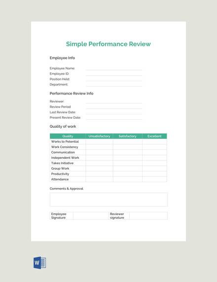 simple performance review template