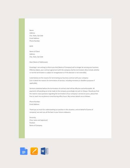 termination of services letter template to client