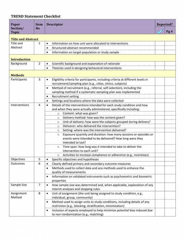 trend analysis checklist template 1