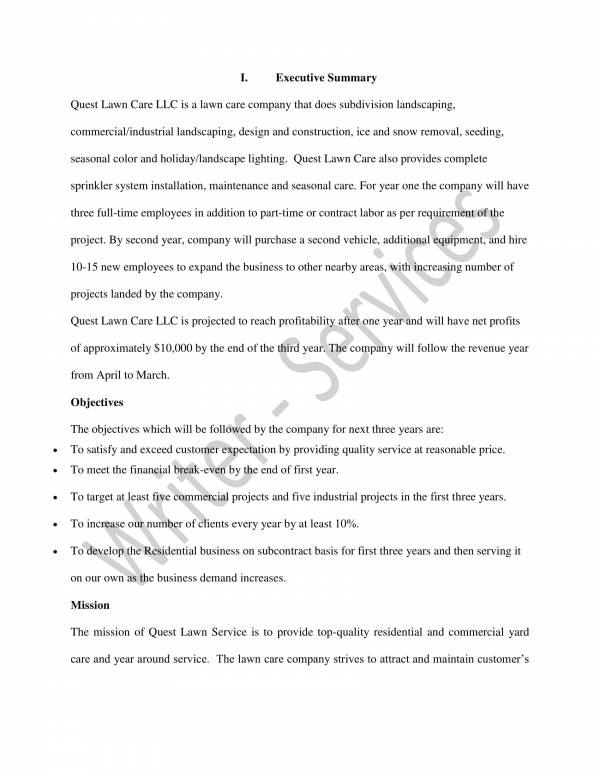 Lawn Care Business Plan Template Free – CC Alcala Norte