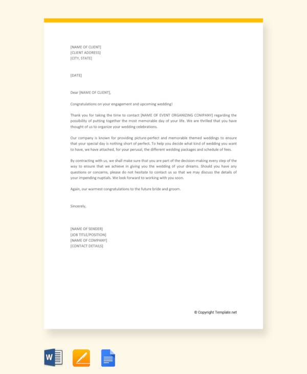 wedding event proposal letter