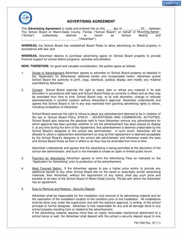 advertising and marketing agreement for school board 1