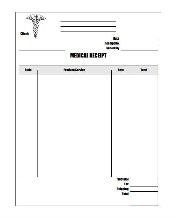 blank medical bill receipt template