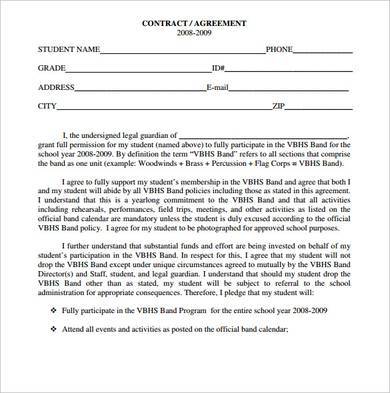 blank music band contract template