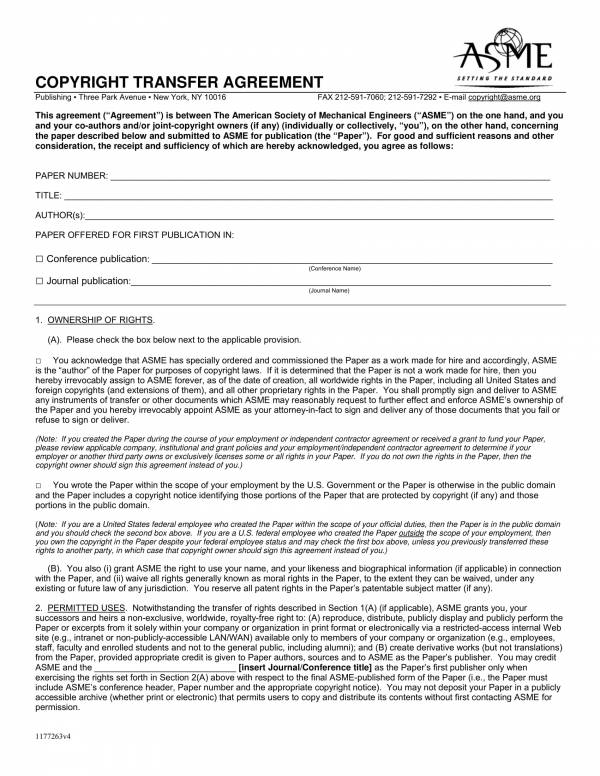 copyright transfer agreement template 1