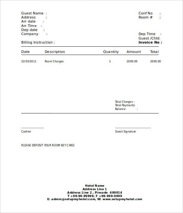 Accommodation Receipt Template Word