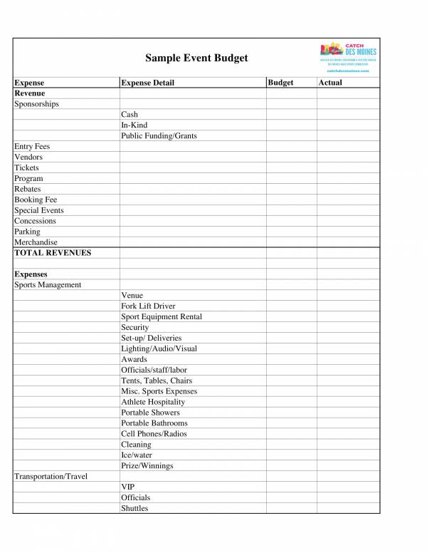 event budget proposal sample template 1