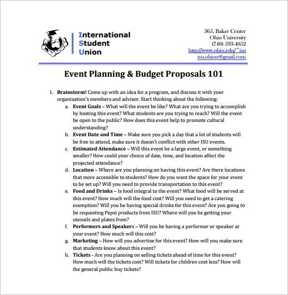 FREE 12 Event Budget Proposal Templates In PDF MS Word Pages 