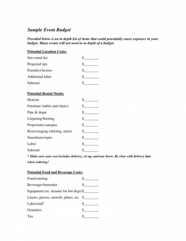 Event Proposal Budget Template