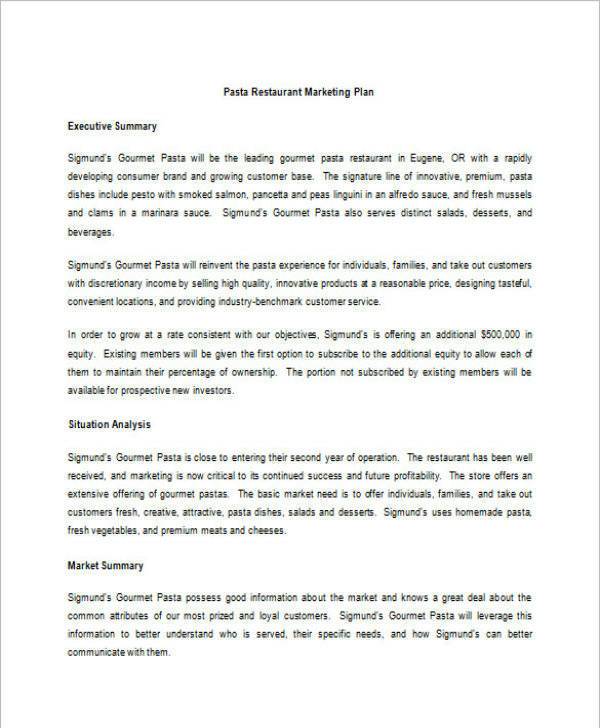 fast food marketing and sales plan template