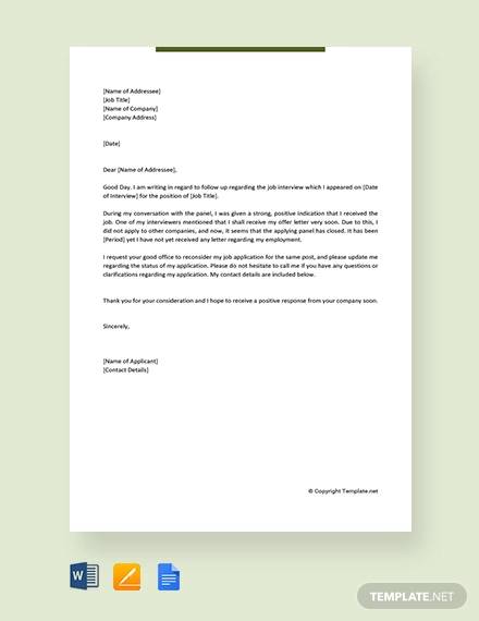 free appeal letter for job rejection