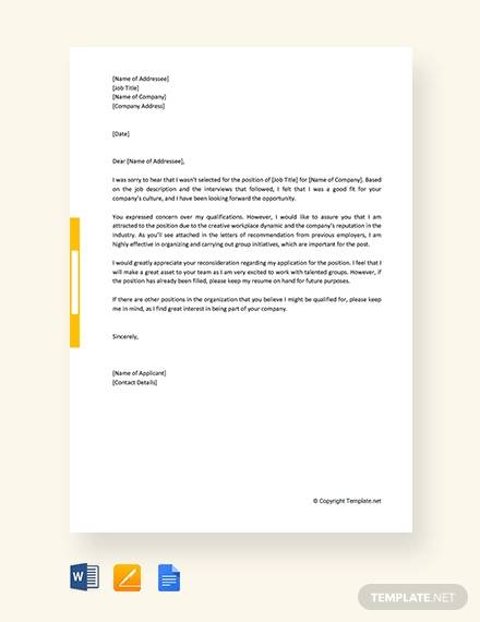 free appeal letter for work