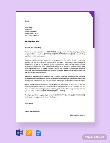 free employee resignation letter to manager