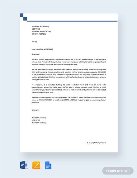 Recommendation Letter For Student From Teacher from images.sampletemplates.com