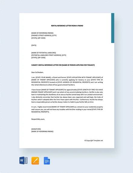 FREE 8+ Sample Rental Reference Letter Templates in PDF ...