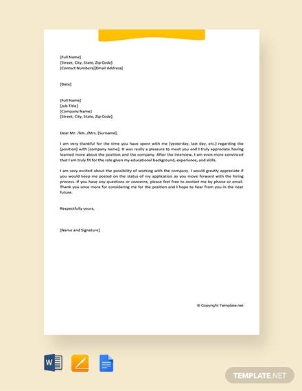 free thank you letter after job interview
