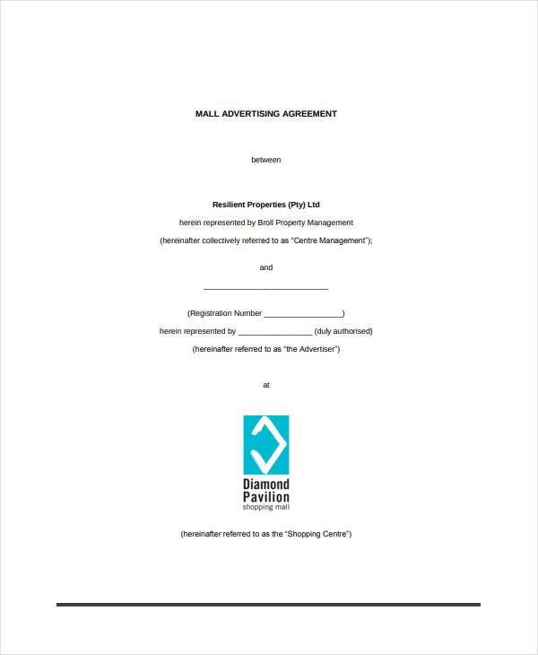 mall advertising and marketing agreement template