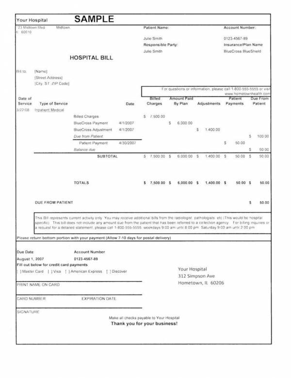 FREE 11 Medical Bill Receipt Template In PDF Word