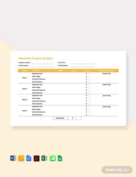 monthly project budget template