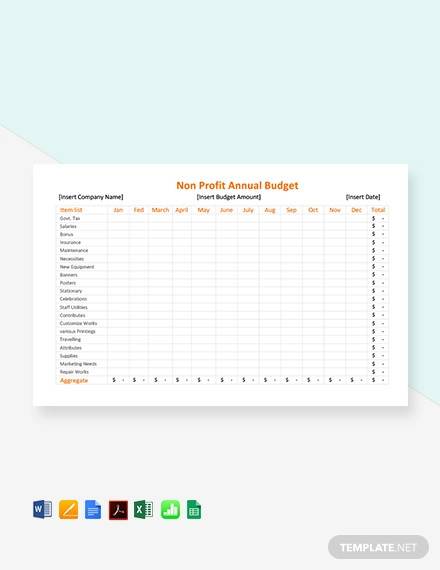 non profit annual budget sample template