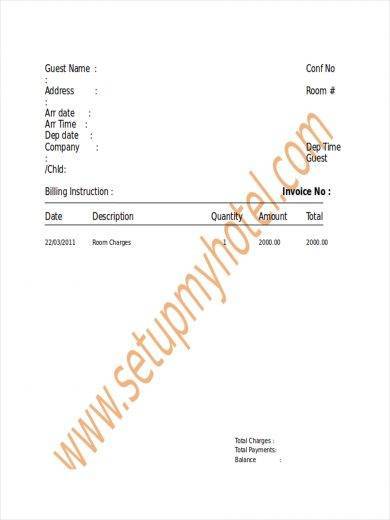 payment receipt template for hotel