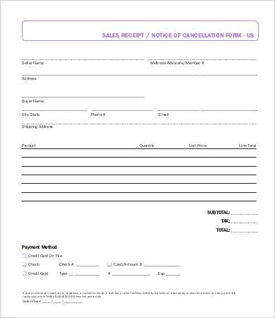 personal sales receipt template