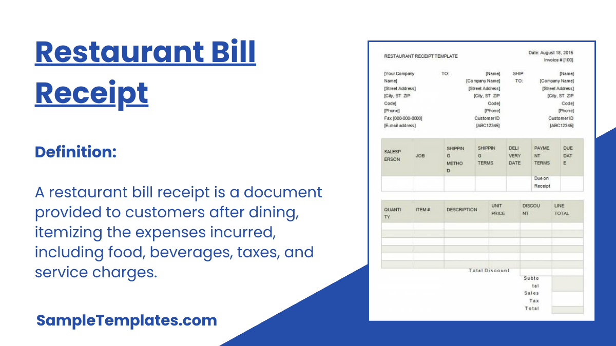 Restaurant Bill Receipt